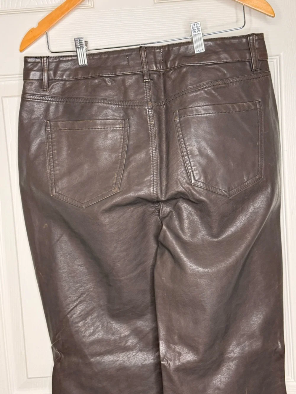 Southern Grace Brown Faux Leather Flare Pants High Rise Wide Leg NWT 12 - Picture 8 of 9